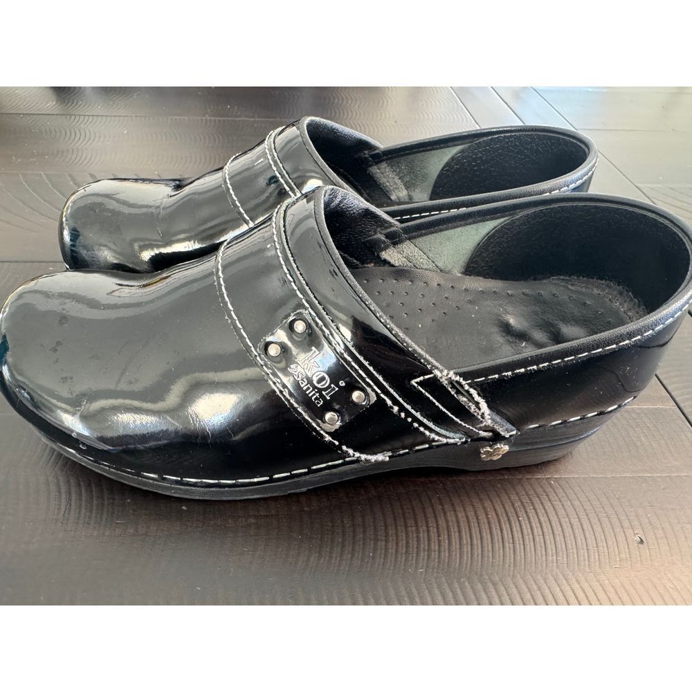 Koi Sanita Patent Leather Clogs Slip On Comfort Shoes‎ Black 39/8